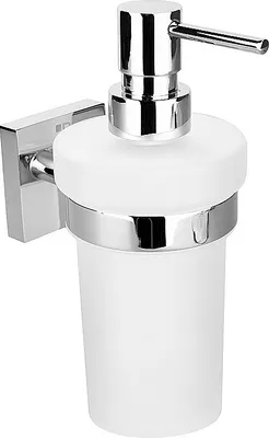 Produktbild von META Glasseifenspender Messing Chrom poliert 80x180x133 mm, 250 ml für Bad & Küche >> zum Bohren oder Kleben
