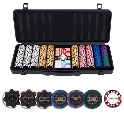 Produktbild von Pokerset im schwarzen Koffer – 500 Wertchips (14 Gramm)