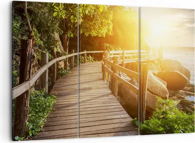 Produktbild von Bild auf Leinwand - Leinwandbild - Brücke Meer Welle - 105x70cm - Wand Bild - Wanddeko - Wandbilder - Leinwanddruck - Bilder - Kunstdruck - Wanddekoration - Leinwand bilder - Wandkunst - CE105x70-3876