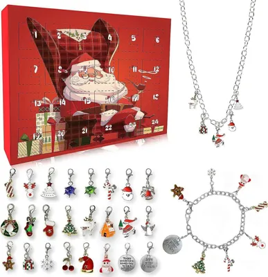 Produktbild von Adventskalender 2024 für Mädchen Teenager Armband Halskette Weihnachtsschmuck