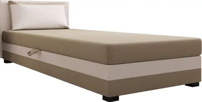 Produktbild von AURA SOFA Boxspringbett ILIA 90x195 Komplett-Set mit Bonell Matratze, Polsterbett mit Bettkästen - Hellbeige/Bronze, SAWANA 01/24