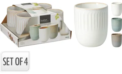 Produktbild von Excellent Houseware Becher Set Keramik 300ml - 4 Stück - mehrfarbig