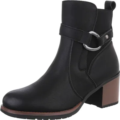 Produktbild von Ital-Design Damen Stiefeletten Klassische Stiefeletten Leicht gefüttert Textiloptik, Lederoptik Klassische Stiefeletten 87740227 Schwarz Gr.  36