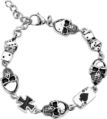 Produktbild von etNox hard and heavy Armband Herren Gambling Skull silberfarben Standard