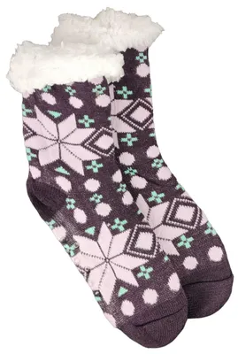 Produktbild von Kuschelsocken Winter Anti Rutsch Winter Socken, Hausschuhe, Strick Fleece Gefütterte Warme Violett/36-41