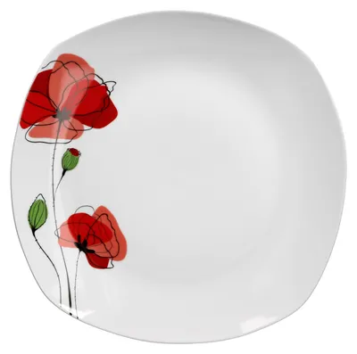 Produktbild von Servierplatte Monika 28,5cm weiß Blume-Mohn XL-Buffetplatte Servierteller groß