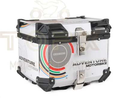 Immagine prodotto di Bauletto Moto In Alluminio + Piastra 45L Grafica Impiallacciata Argento