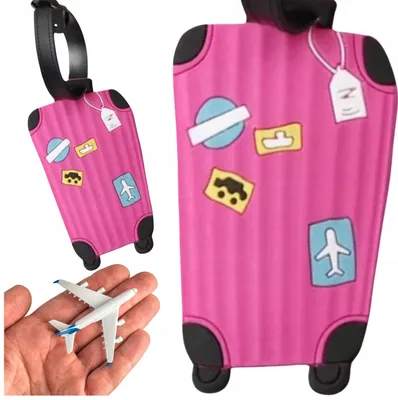 Immagine prodotto di Etichetta per bagagli da viaggio, valigia, aereo, ROSA
