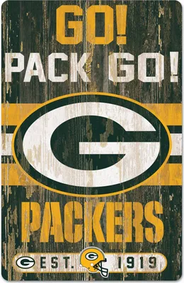 Produktbild von NFL Green Bay Packers Slogan Wood Sign Holzschild Holz 43x28cm Go Pack Go