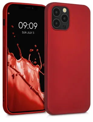 Produktbild von kwmobile Handyhülle für Apple iPhone 12 / iPhone 12 Pro Hülle - Silikon Case metallisch schimmernd - Schutzhülle Cover - Metallic Dunkelrot