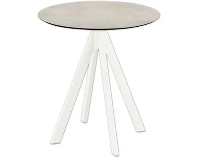 Produktbild von Infinity Terrassentisch Weiß gestell + Moonstone HPL Ø70 cm