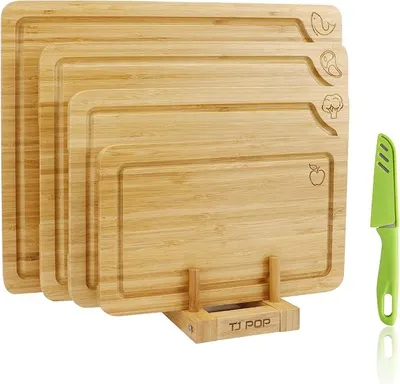 Imagen del producto de Tabla de cortar de bambú, juego de 4 unidades