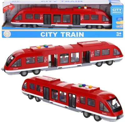 Zdjęcie produktu dla Interaktywny tramwaj dla dzieci z napędem ciernym, czerwony