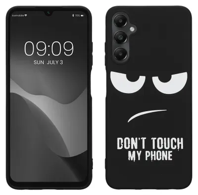 Produktbild von kwmobile Hülle kompatibel mit Samsung Galaxy A05s - Handyhülle Silikon Case - Don't touch my Phone Weiß Schwarz