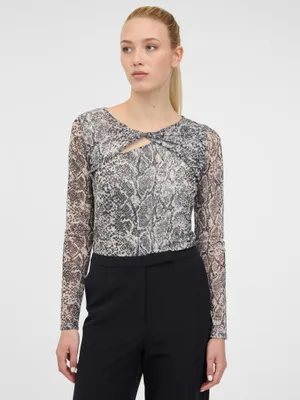 Produktbild von Orsay Schwarzes gemustertes Langarm-T-Shirt für Damen 1000303660000__L