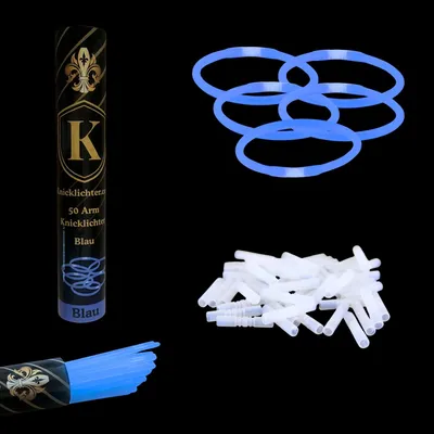Produktbild von 50 Arm Knicklichter Blau, Leuchtstäbe Neon Party Deko, Glow Sticks