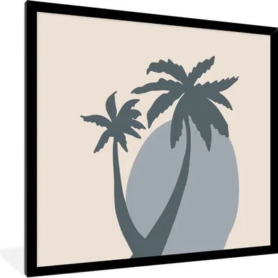 Produktbild von MuchoWow® Gerahmtes Poster Palme - Pastell - Sonne - Blau 40x40 cm - Poster mit Schwarzem Bilderrahmen Wandposter Rahmen Foto Bilder - Mit Rahmen - Wanddekoration Schlafzimmer