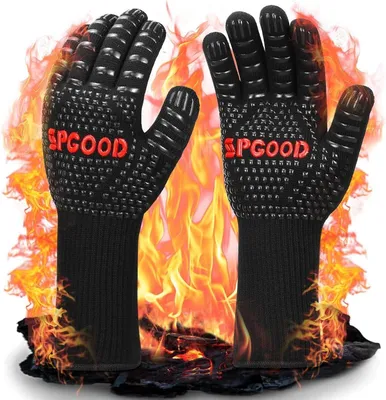 Produktbild von Grillhandschuhe hitzebeständig 800 Grad BBQ Ofenhandschuhe Schwarz