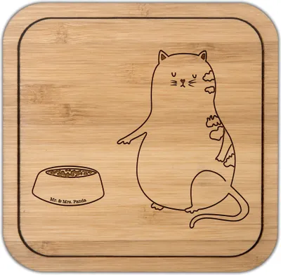 Produktbild von Mr. & Mrs. Panda Kunststoff-Untersetzer Katze Fressen - Transparent - Geschenk, kunststoff untersetzer, Flaschenuntersetzer, Getränkeuntersetzer, Coaster, kork