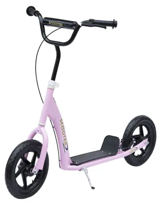 Produktbild von Kinderroller Kickscooter 12 Zoll Mit Hinterbremse, Höhenverstellbarer Tretroller In Rosa, Stahl & Eva, Für Kinder