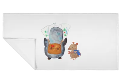 Produktbild von Mr. & Mrs. Panda Handtuch Pinguin & Maus Wanderer - Weiß - Geschenk, Wandern, gesichtshandtuch, gesichtstuch, Flauschtuch, baumwolle, Pinguine, Abenteuer, Frotteehandtuch