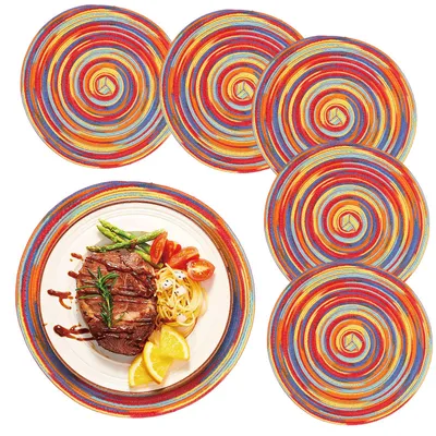 Productafbeelding van Ronde placemats - Afwasbaar - Set van 6 - Rood - Ø 30 cm