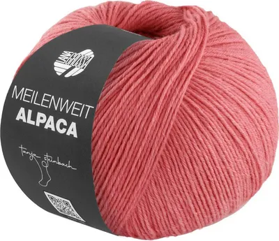 Produktbild von Lana Grossa MEILENWEIT 150 g ALPACA UNI strapazierfähige und warme 6-fach Sockenwolle 390 m Farbe 1002 - Koralle