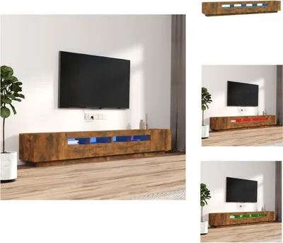 Image de vidaXL Ensemble de 3 meubles TV Lampes LED Chêne fumé Matériau dérivé du bois - Meubles TV