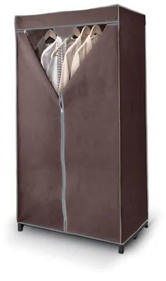 Stoff-Kleiderschrank, braun, 75x50x145 cm, Metallrahmen