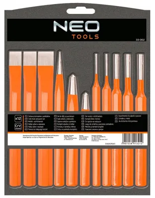 Image de NEO TOOLS Set de forets, burins et poinçons, 12 pcs.