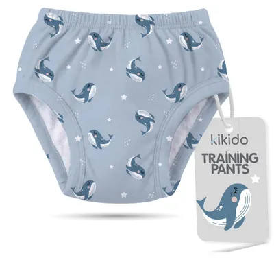 Produktbild von Kikido Training Pants - 1x saugfähige Lernunterhose für Kinder - Stützhose für Jungen und Mädchen -Größe L - Wal