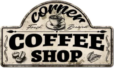 Productafbeelding van Wandbord Metaal Koffie - Decoratief Tinnen Bordje - Wanddecoratie Keuken - Vintage