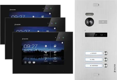 Produktbild von Balter EVO Video-Türsprechanlage für Dreifamilienhaus mit 3x 7 Zoll Monitor Silber Schwarz