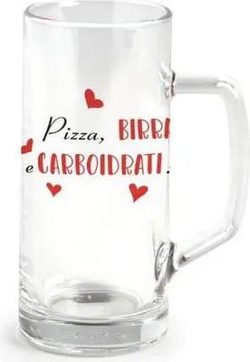 Immagine prodotto di Bicchiere birra con manico 40 cl con scritta pizza birra e carboidrati