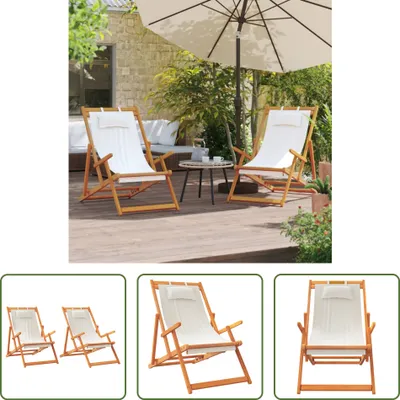 Immagine prodotto di The Living Store Sedie da spiaggia pieghevoli 2 pezzi. Tessuto crema