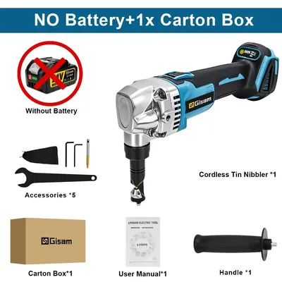 Immagine prodotto di Forbice elettrica per lamiere - Tagliatrice per lamiere senza spazzole - 18 V - Senza fili - 4 velocità - Taglio a 360° - Senza batteria e caricabatterie