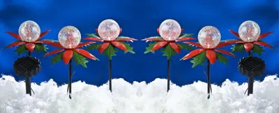 Produktbild von LED Solar-Weihnachtsterne 2x3er mit Farbwechsel Weihnachtsdeko Gartendeko Balkon