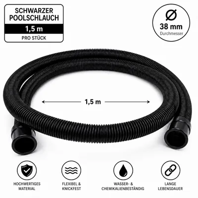 Produktbild von Poolflex schwarzer Poolschlauch 38 mm x 1,5 Meter