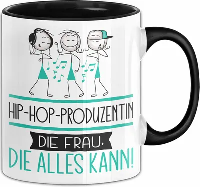 Produktbild von Hip-Hop-Produzentin Geschenk Tasse Becher Die Frau Die Allen Kann Geschenkidee für eine Hip-Hop-Produzentin Lustig (Schwarz)