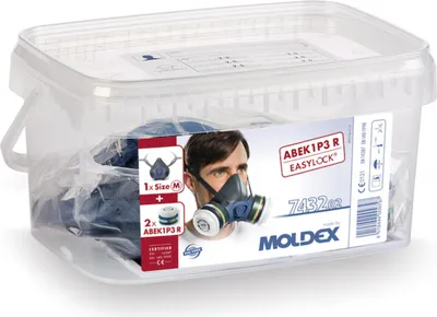 Produktbild von Moldex Atemschutzbox A1B1E1K1 P3 R Größe M, Serie 7000, organische Gase, anorganische Gase, Saure Gase, Ammoniak und Partikel EasyLock