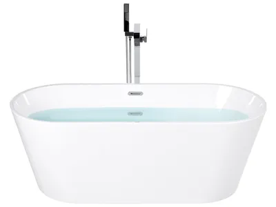 Obrázok produktu pre BELIANI Voľne stojaca vaňa biely sanitárny akrylát 170 x 72 cm oválna odtokový systém moderný dizajn