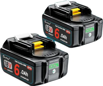 Image de Batterie de rechange pour outil électrique, capacité de 6 Ah, cellules haute performance, lot de 2 batteries de 6 Ah