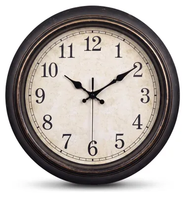 Image de Sensahome horloge murale à quartz classique avec mouvement silencieux - design rural - 35 cm