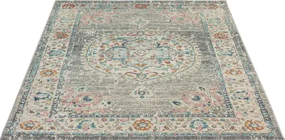 Produktbild von Outdoor Teppich Terasse Küche Balkon Vintage Stil Grau Pink