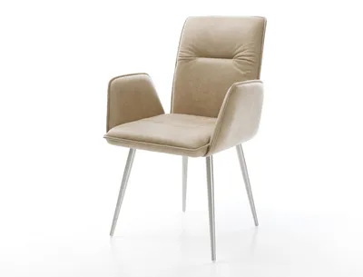 Produktbild von DELIFE Esszimmerstuhl Vinja-Flex Mikrofaser Beige Vintage 4-Fuß konisch Edelstahl