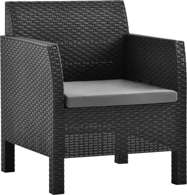 Produktbild von vidaXL Gartenstühle mit Kissen 2 Stk. PP Rattan Anthrazit