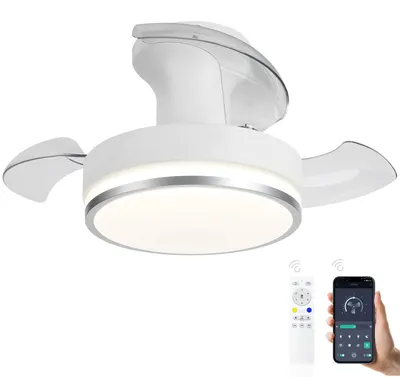 Obrázek produktu pro Stropní ventilátor s osvětlením a dálkovým ovládáním, tichý LED osvětlení, reverzibilní DC motor