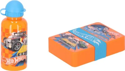 Image de Kit lunch Hot Wheels avec une bouteille d'eau en aluminium assortie pour les déplacements