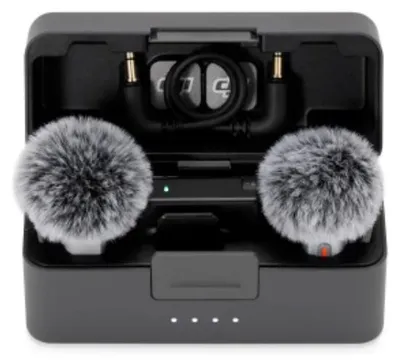 Produktbild von DJI Mic Mini 2S (2 TX + 1 RX + Charging Case), Omnidirektional, 130 dB, 22 dB, Kamera-Montageaufnehmer, Integrierter Sender, 2,4 - 2,4835 GHz