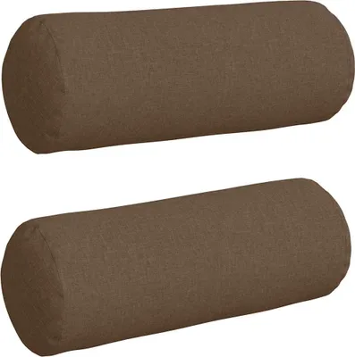 Image de vidaXL Coussins bolster, lot de 2, tissu marron, diamètre 25 cm, longueur 70 cm